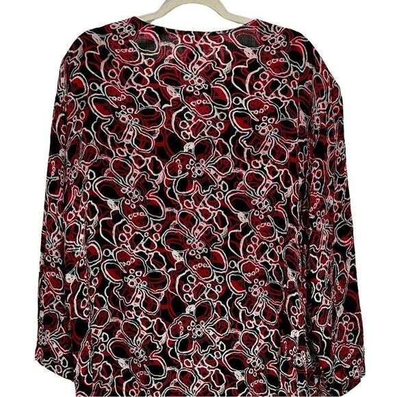 Studio 1940 Blouse Women's Size 26/28W Black & Red Open Front Attached Tank Top - Picture 9 of 9